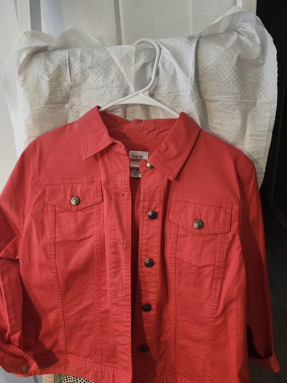 Ruby Road Coral Button Front Broadcloth Jacket